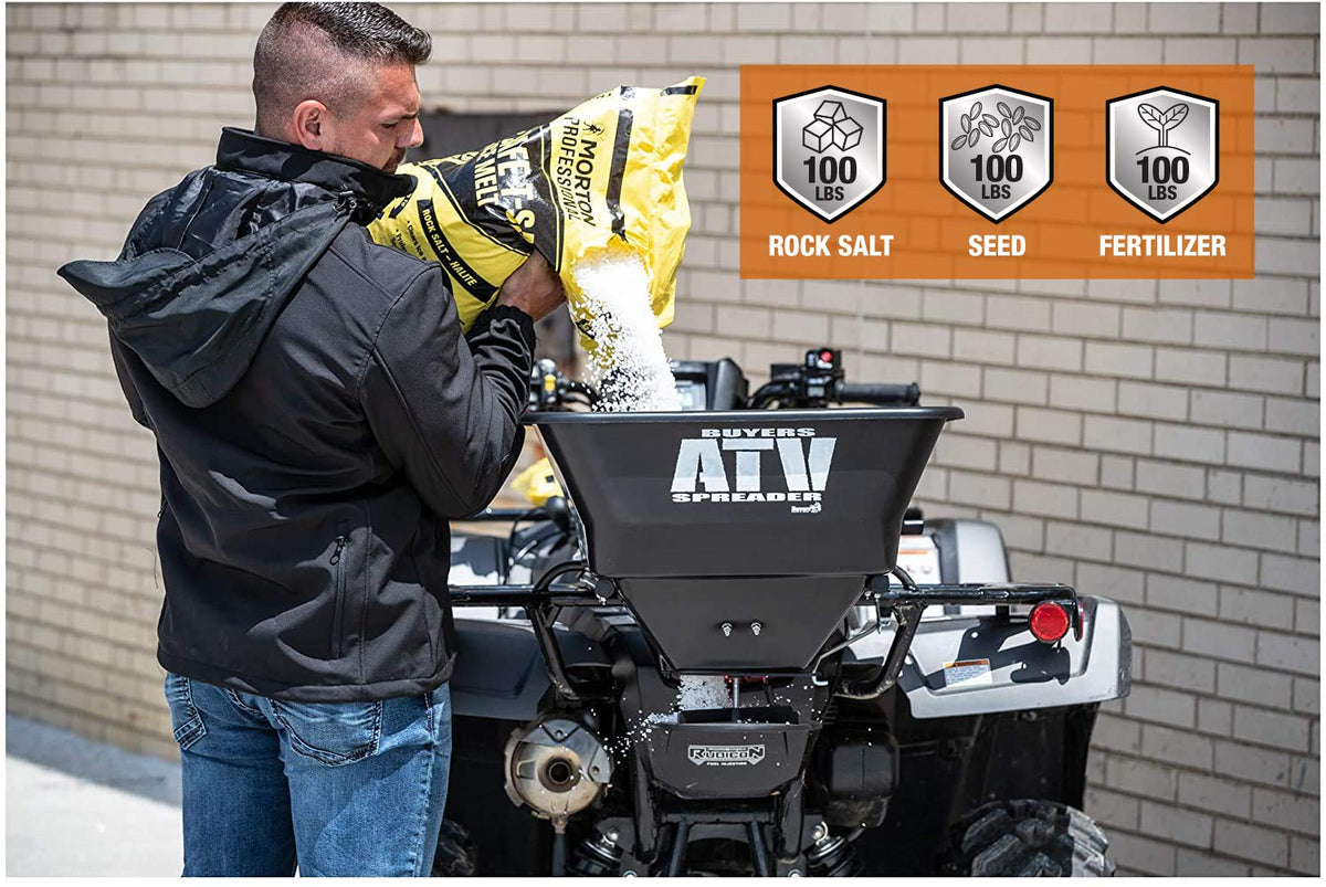 ATVS100 rain cover protecting contents during outdoor spreading tasks.