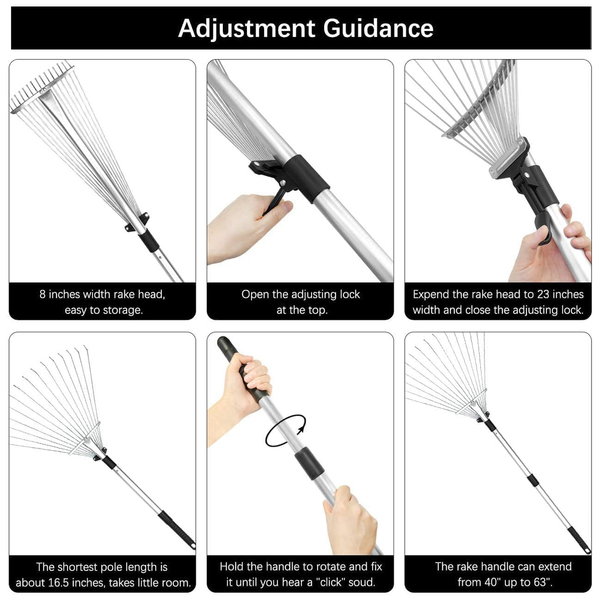Foldable Buyplus garden leaf rake for compact storage and easy transport