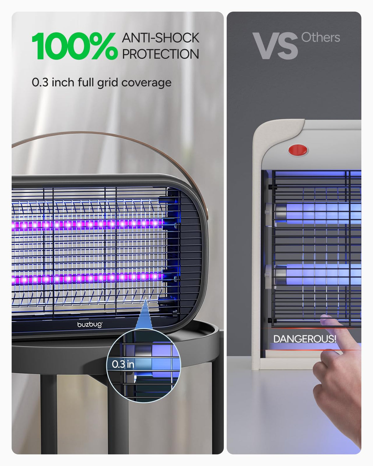 Buzbug 360-degree protection net keeps fingers safe while killing