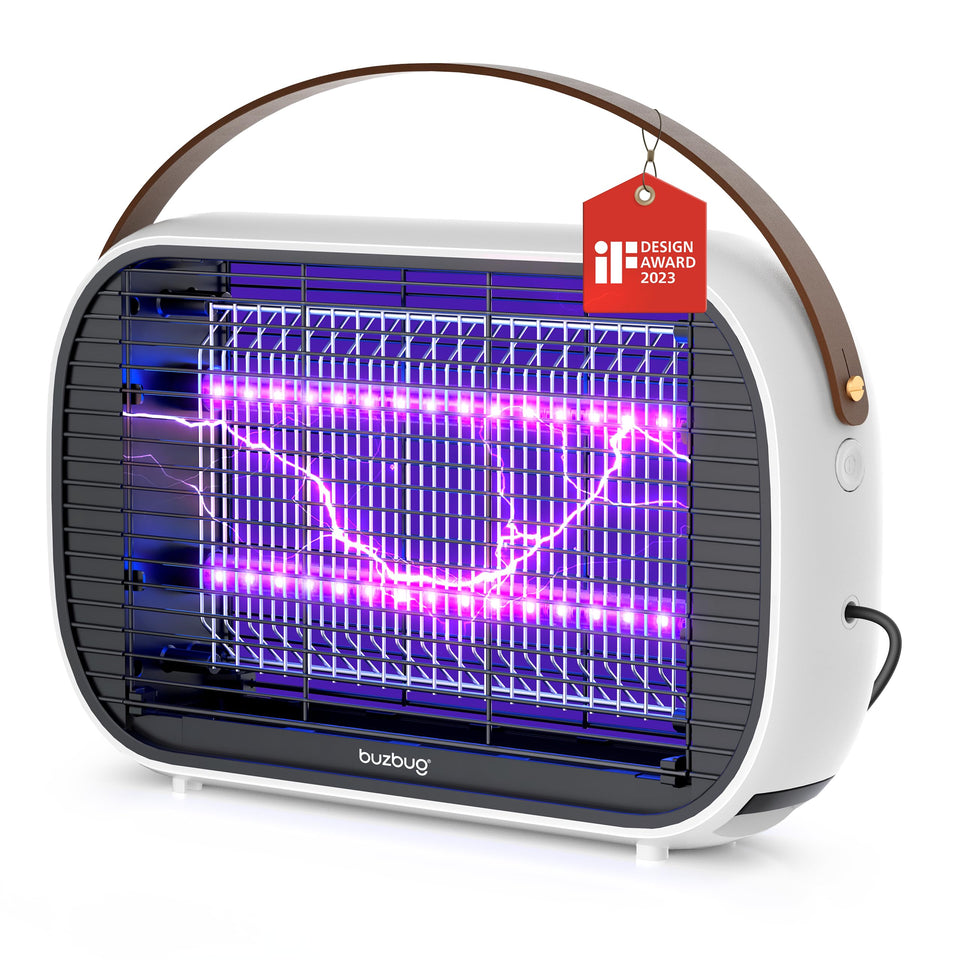 Buzbug LED bug zapper front view for indoor use with modern styling.