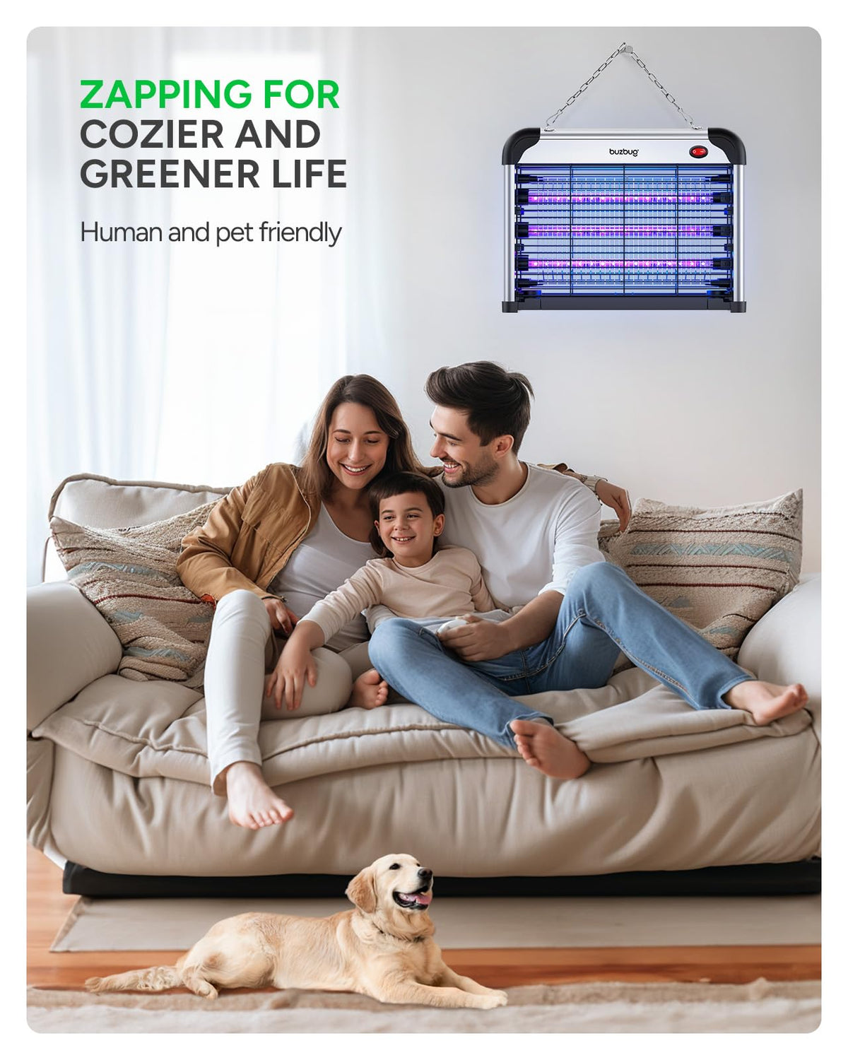 Buzbug LED bug zapper indoor safety grid protects family