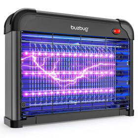 Buzbug MA009 LED bug zapper in matte black, front view for indoor pest control