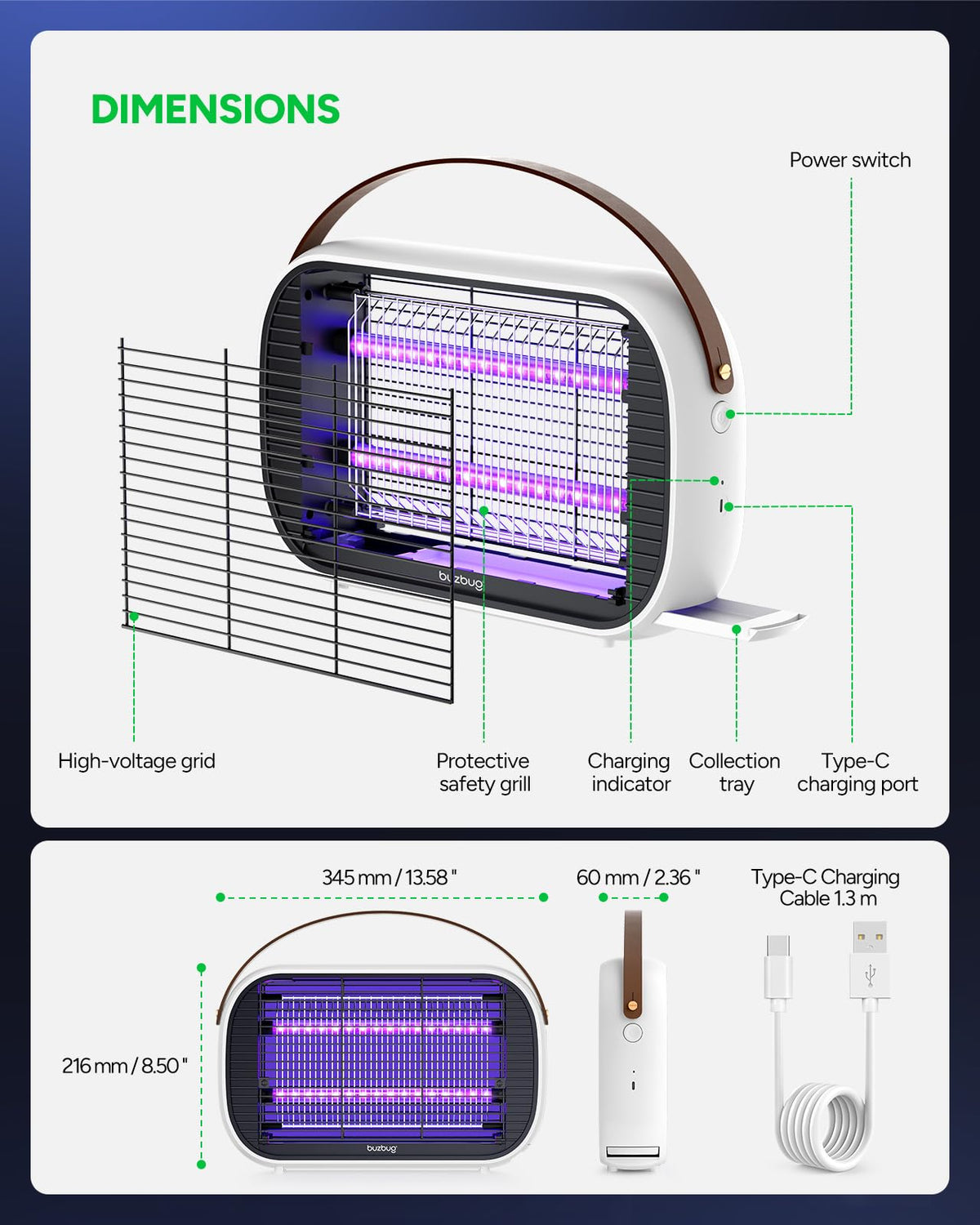 Buzbug MA015C protective grill ensures user safety
