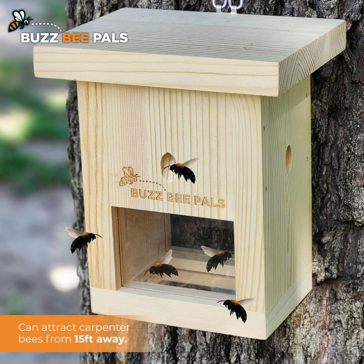 Buzz Bee Pals Defender Trap B1 bottom door enables safe release when needed.
