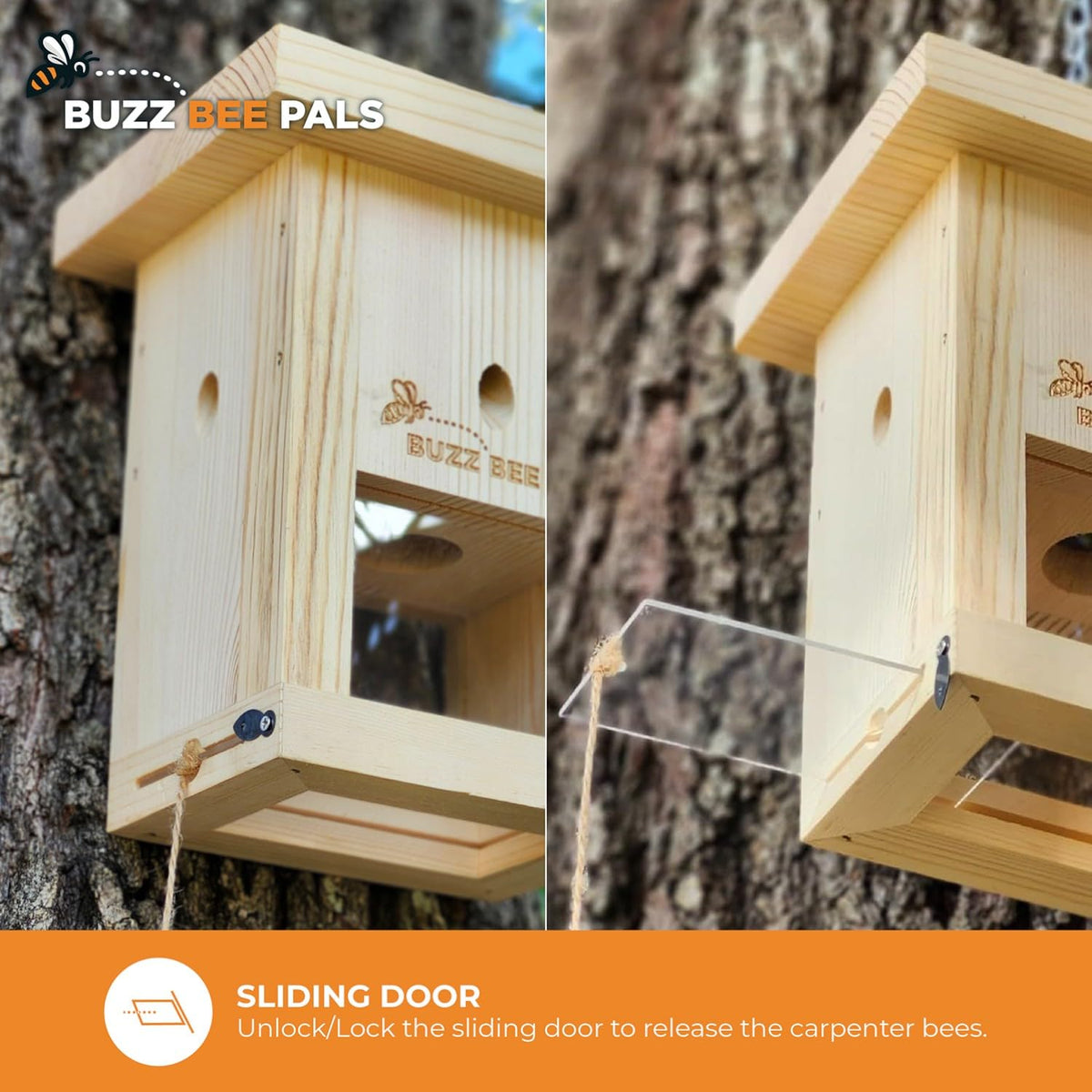 Buzz Bee Pals Defender Trap B1 side view highlights two mounting points for flexible placement.