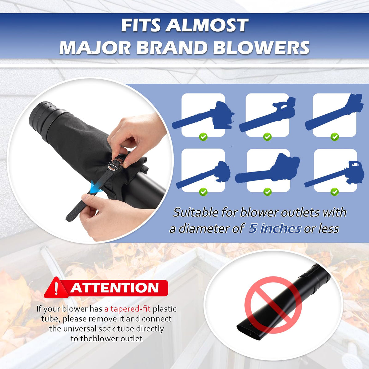 Buzzlett narrow nozzle concentrates wind for debris and leaf removal.