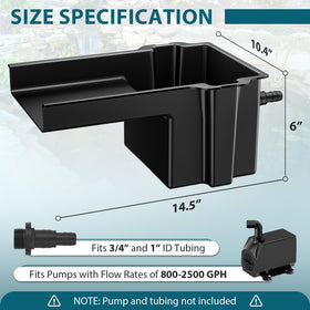Buzzlett Waterfall Spillway 8in-weir closeup highlights durable UV-stabilized construction for outdoor use