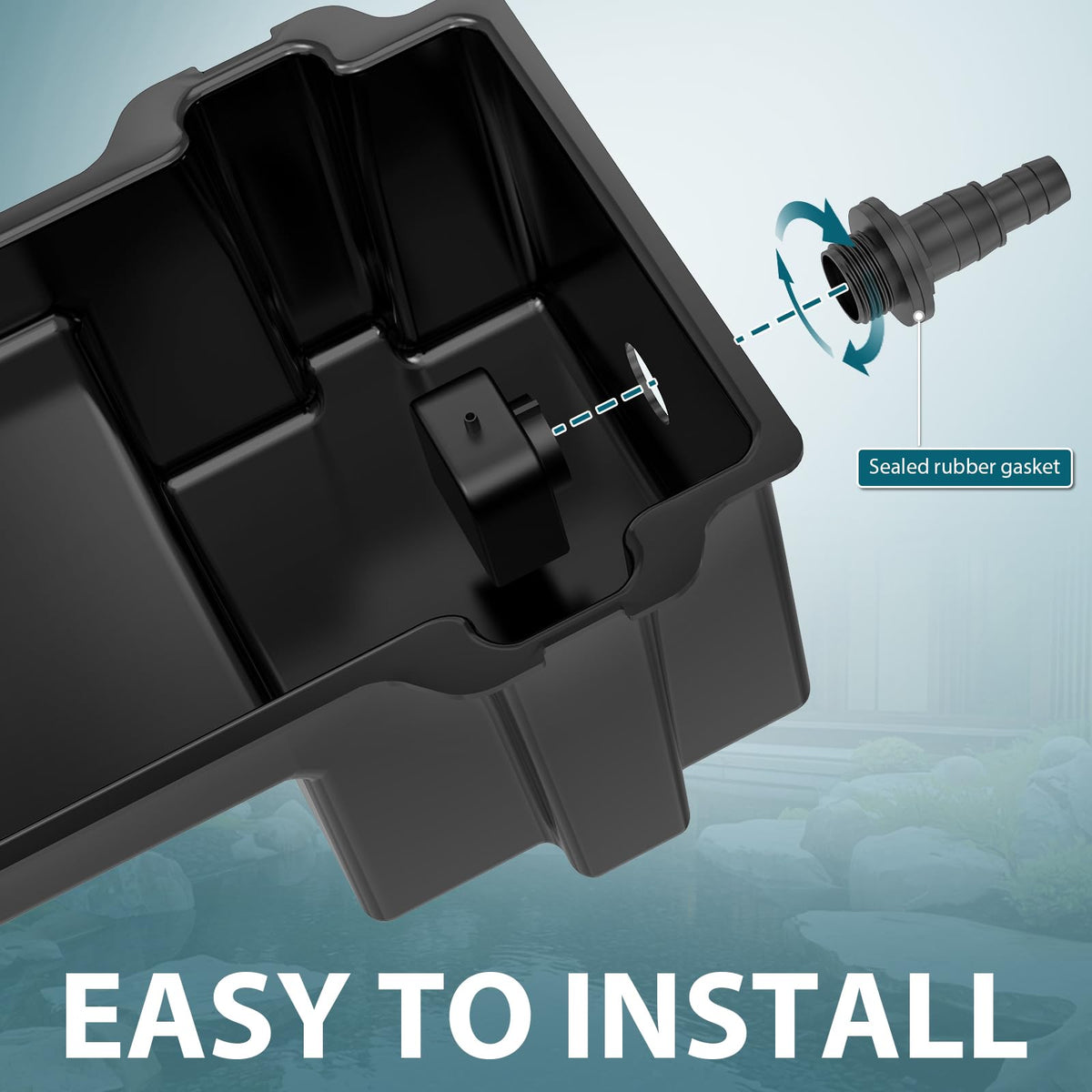 Buzzlett Waterfall Spillway pump-compatible setup with 800-2500 GPH range