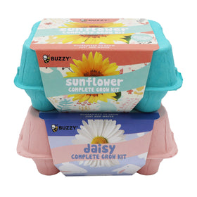 BUZZY Seeds flower starter kit with egg cartons supports easy indoor planting and a charming gift.