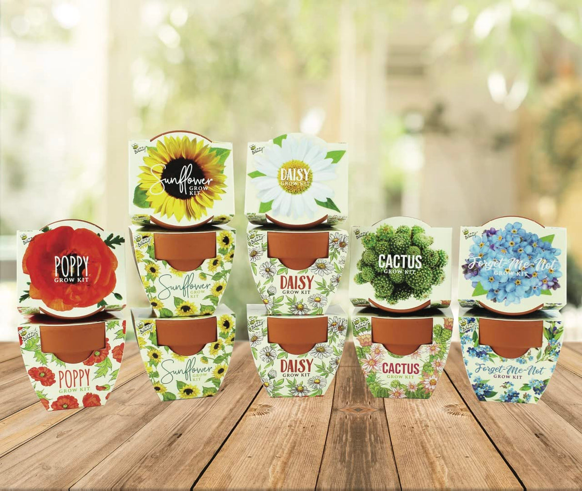 BUZZY Seeds mini terracotta pot with forget-me-not seeds for charm.