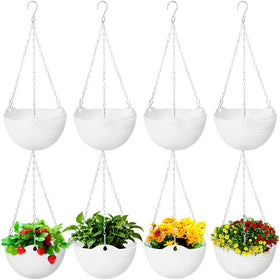 Bvrbaory hanging planter with self-watering tray keeps indoor plants hydrated.
