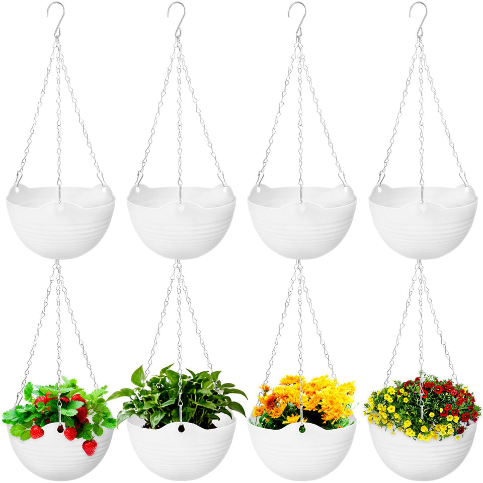 Bvrbaory hanging planter with self-watering tray keeps indoor plants hydrated.