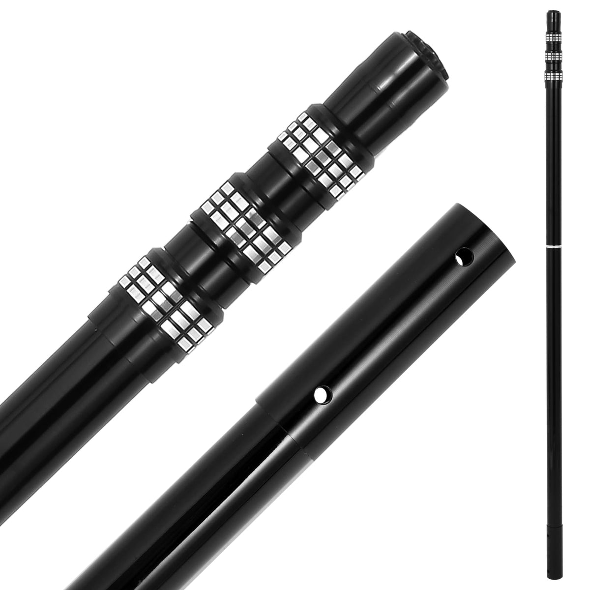 Bwrfoih carbon fiber pool pole extended for long reach cleaning.