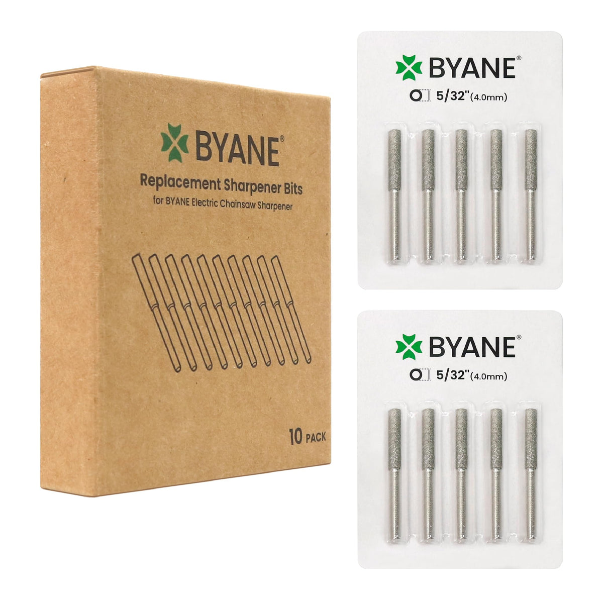 Byane diamond chain sharpening bit close-up showing precise diamond coating for carbide chains.