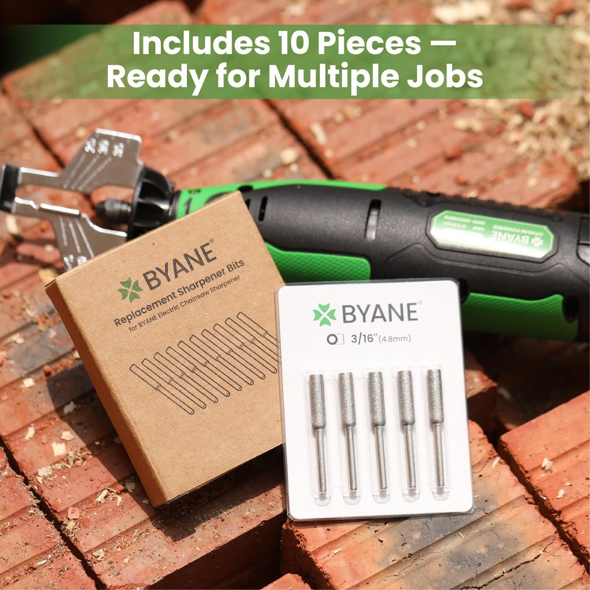Byane diamond bit packaging emphasizing durability and long-term replacement value.