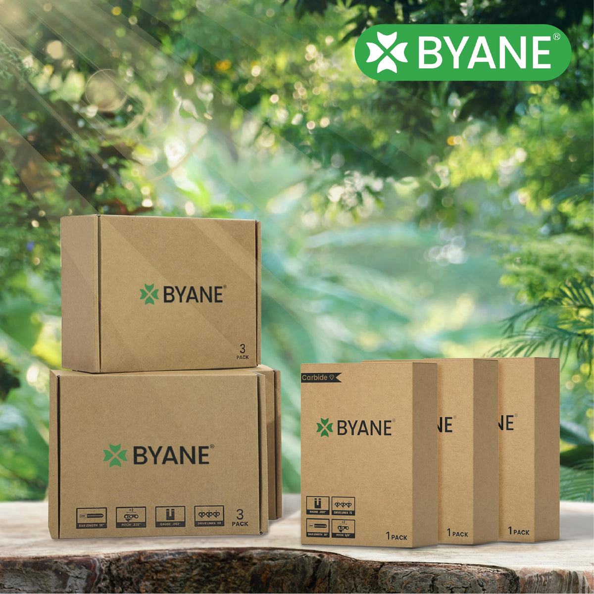 Byane chain designed for harsh conditions, performing in dirty or frozen wood.