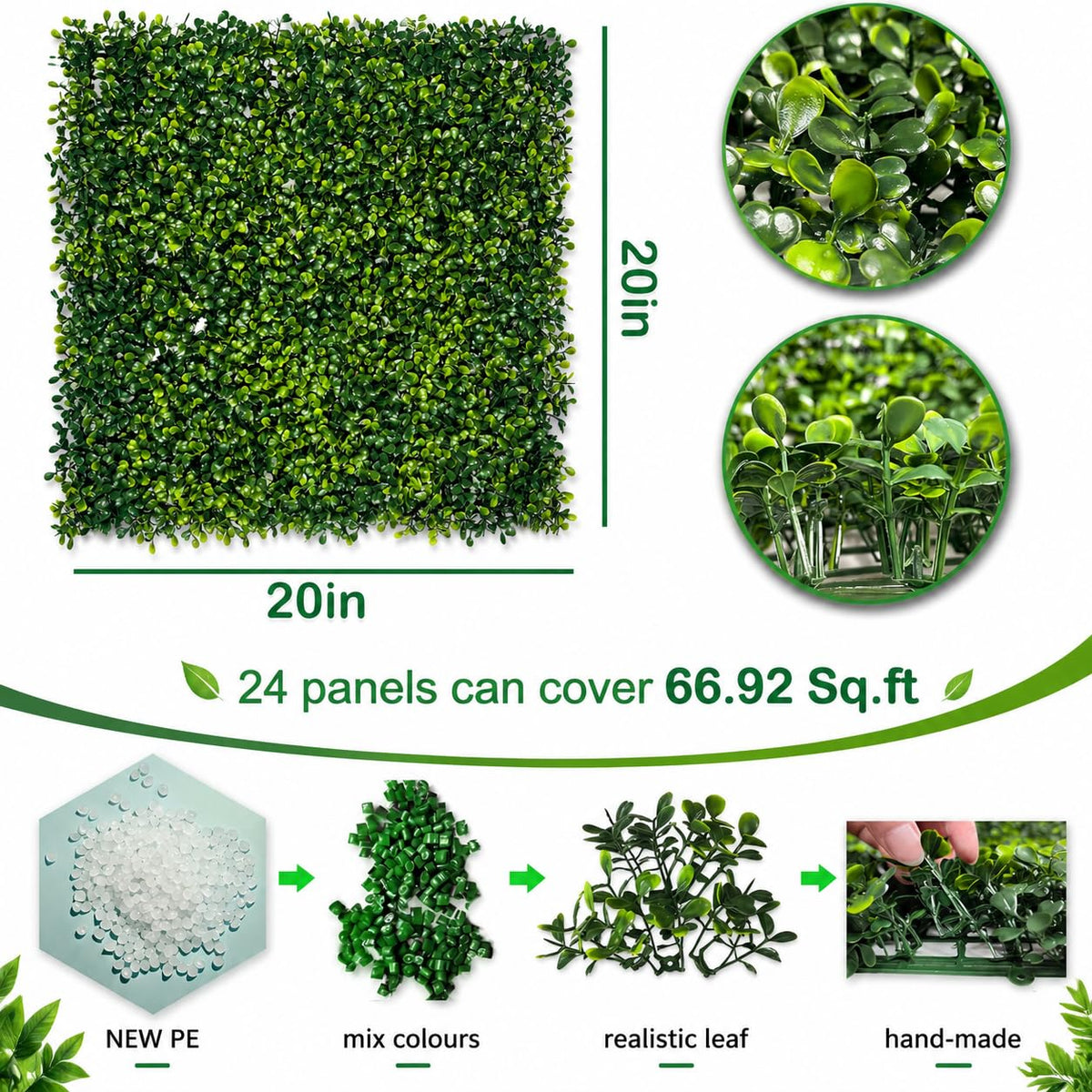 Bybeton boxwood wall panel closeup leaves emphasize dense, realistic foliage.