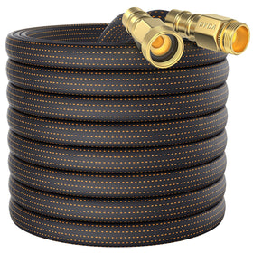 BYDA 10ft lightweight garden hose in orange and black for easy yard watering.