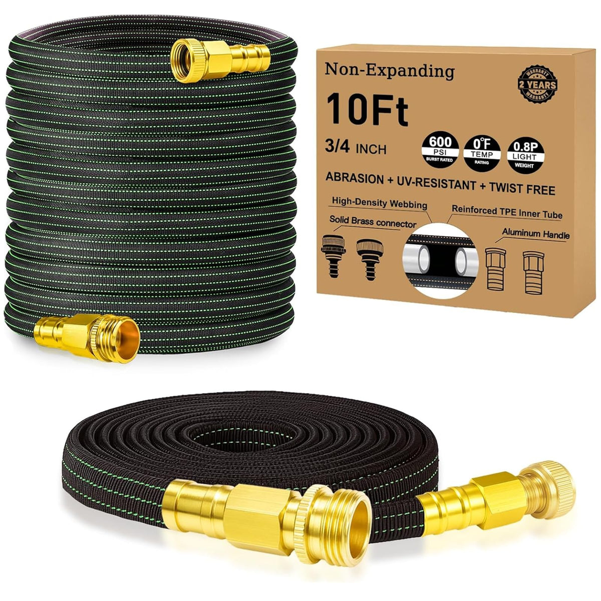 BYDA 10ft hose with non-slip handles makes carrying easier.