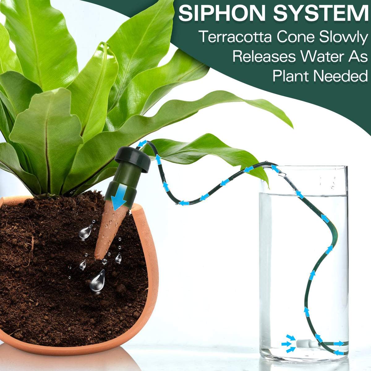 BYDOLL terracotta drip spike delivers steady moisture to potted plants.