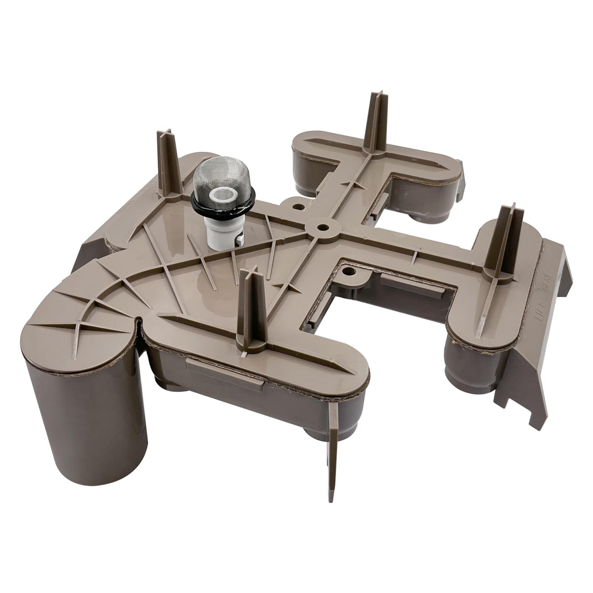 Byenins DEX2400C top-manifold close-up showing robust ABS construction improves water flow.