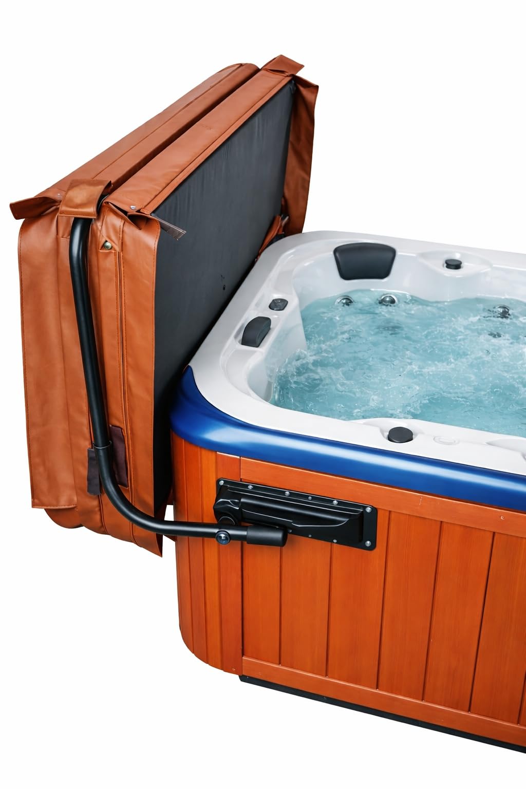 Byers Choice hot tub cover lifter in action, easing heavy cover removal