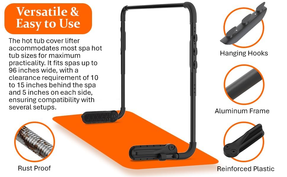 Lifter supports heavy spa covers with reinforced construction
