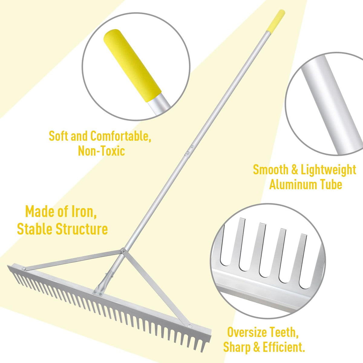 Byhagern landscape rake 69in handle for extended reach and reduced bending