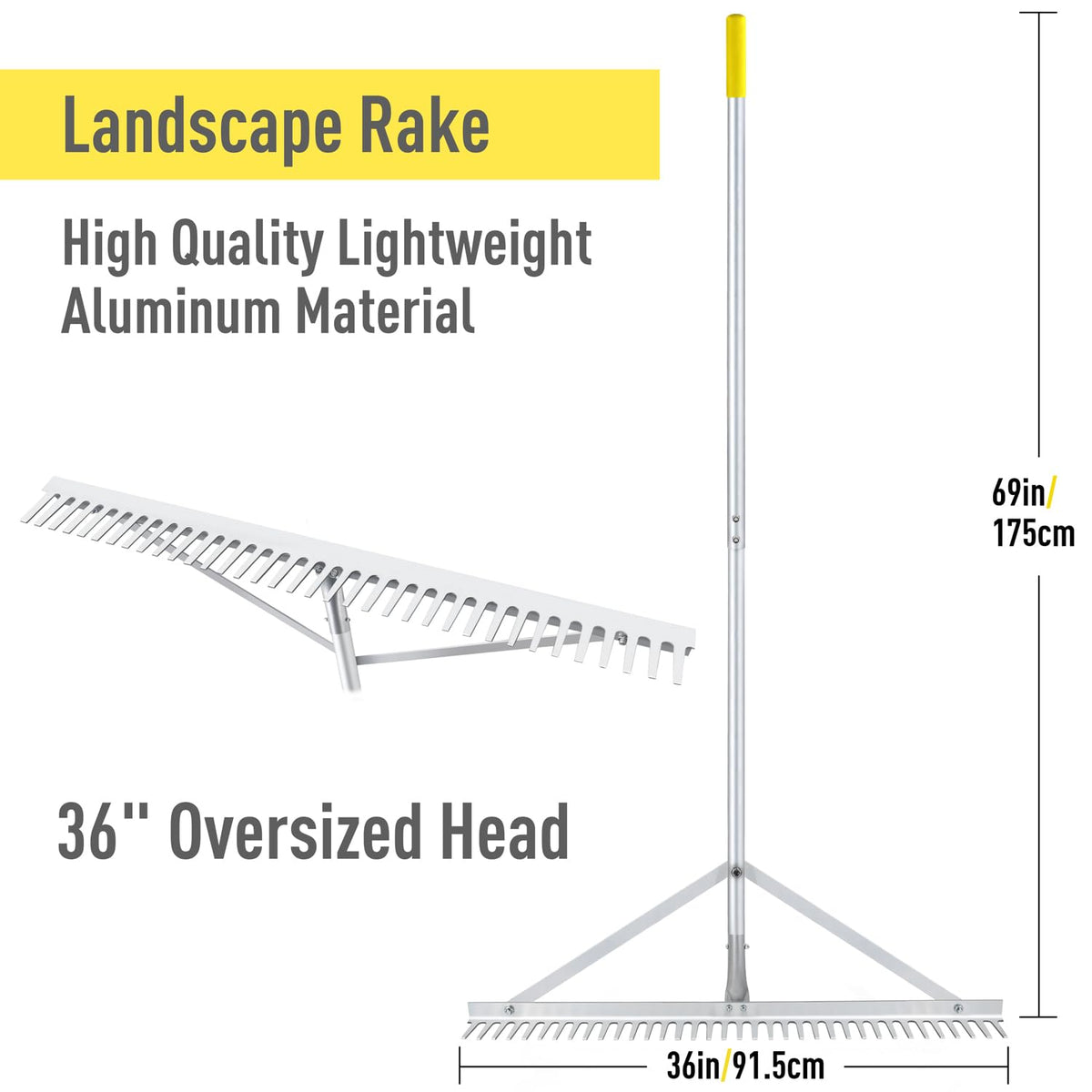 Byhagern landscape rake side teeth for efficient raking on uneven ground
