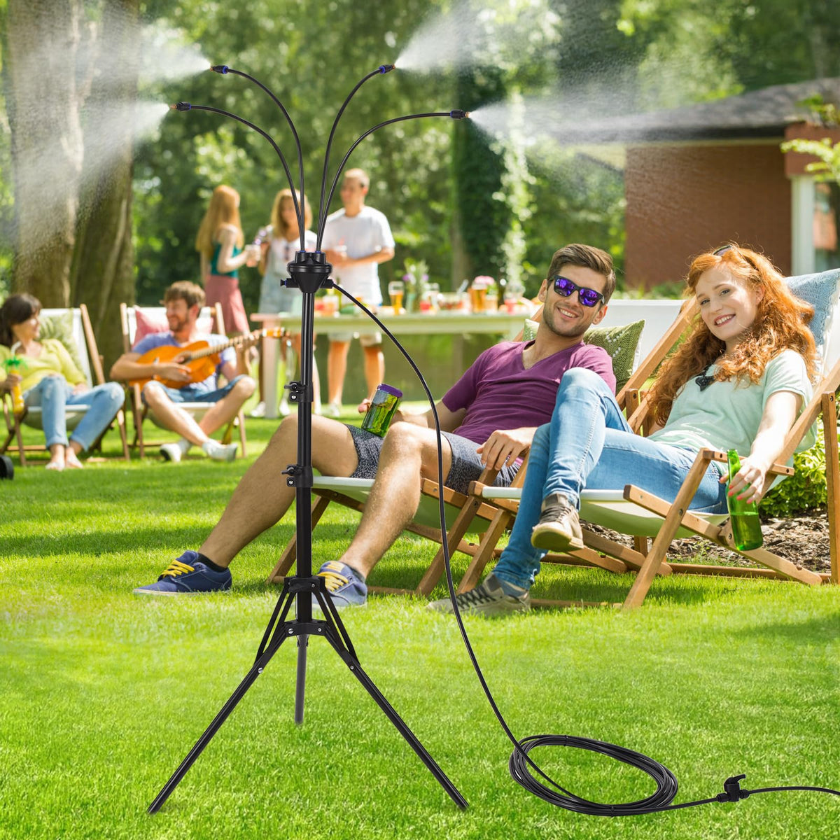 BYIUA stainless steel tripod ensures durable setup on uneven ground.