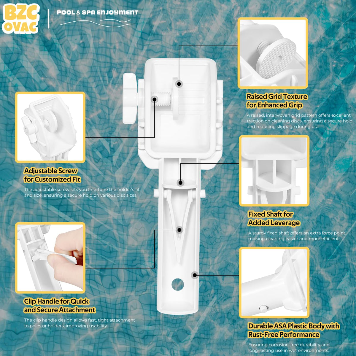 Bzcovac heavy-duty ASA construction for durable pool maintenance.