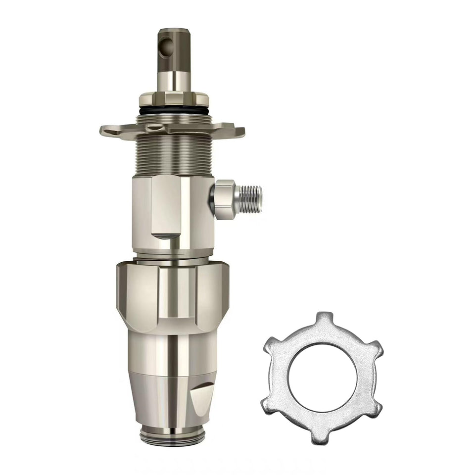 BZWBYFY 246428 airless pump front view showing stainless steel body and fittings for Graco systems