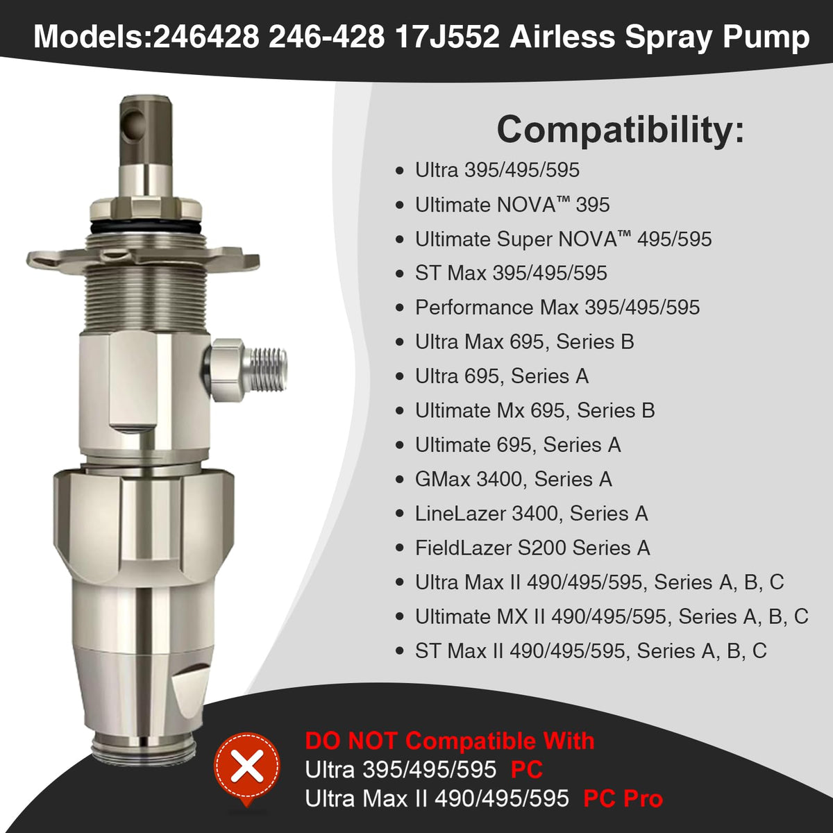 BZWBYFY 246428 airless pump side view highlighting connector ports