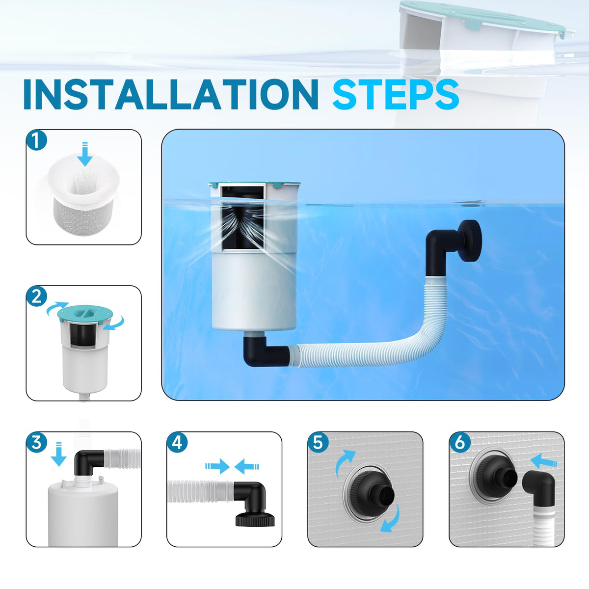 Bzyltrux smart side-inlet design preventing debris escape during pool cleanup.