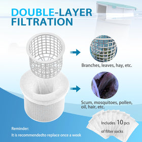 Bzyltrux automatic floating skimmer glides across surface for hands-free filtering.