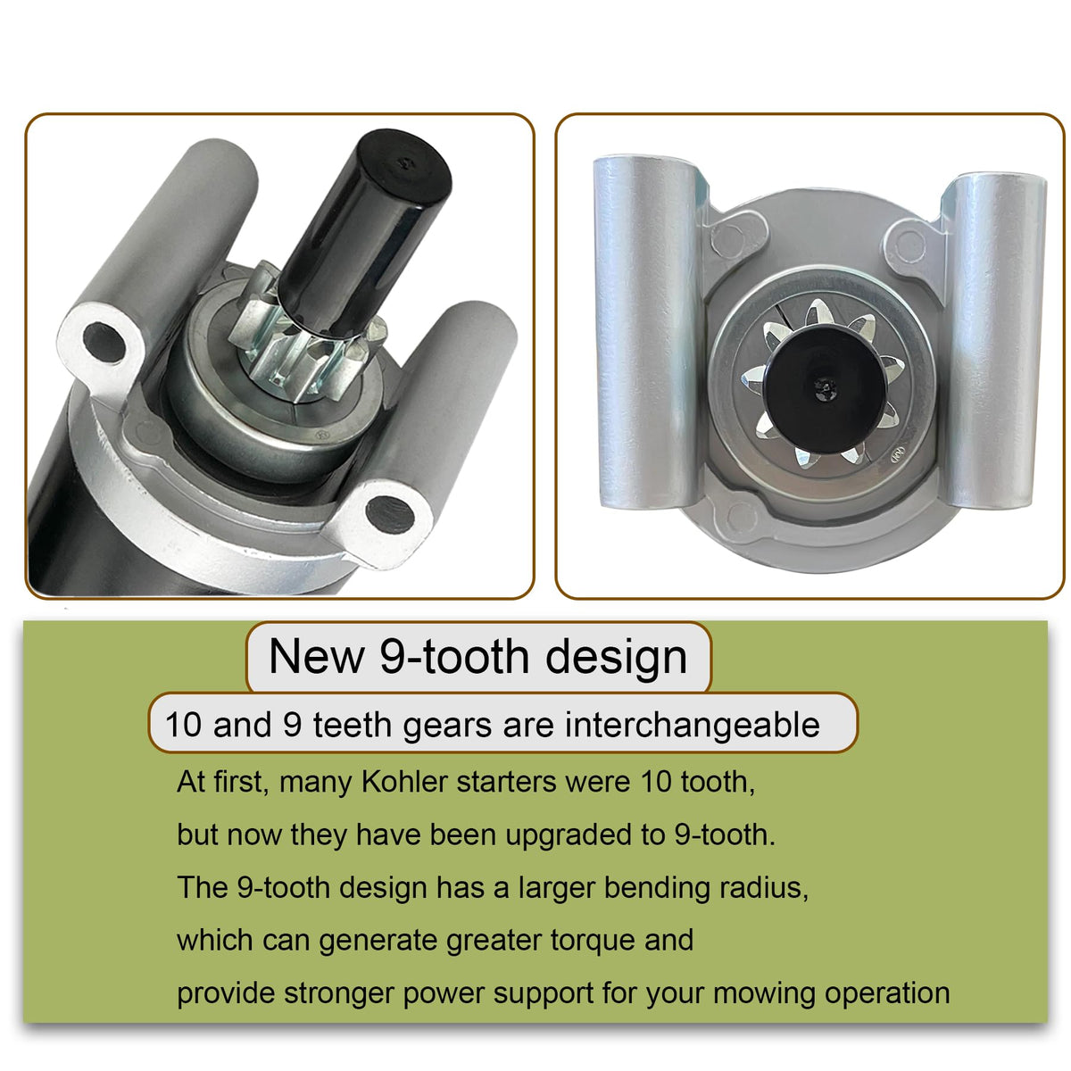 C CLINK Kohler starter torque gear delivers stronger power support during mowing.