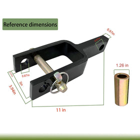 C CLINK quick hitch adapter front view emphasizes heavy-duty steel for stability.