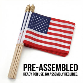 C Crystal Lemon preassembled flags save setup time during parades and events.