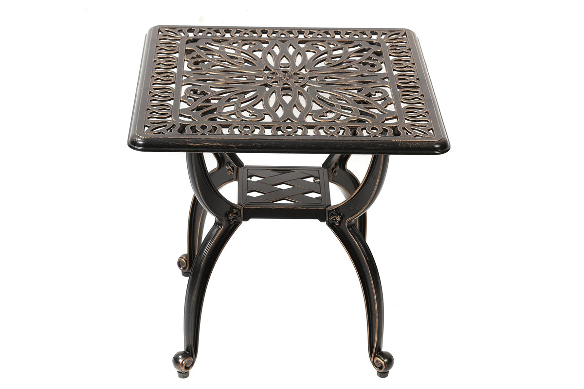 C/G Patio Casa side table with ornate floral top, ideal for outdoor entertaining