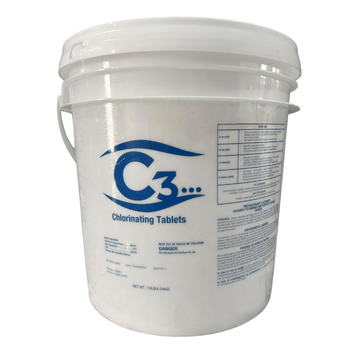 C3 3-inch chlorine tablets, individually wrapped for easy dosing in a chlorinator.