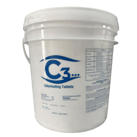 C3 3-inch chlorine tablets, individually wrapped for easy dosing in a chlorinator.