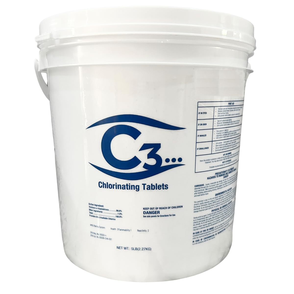C3 5lb chlorine tablets 3-inch tablet pack for steady pool sanitation.