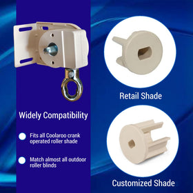 CACELY Coolaroo bracket material closeup, all-metal rust resistance and UV durability
