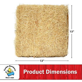 Cackle Hatchery excelsior fibers close-up shows breathable, biodegradable nest pad material.