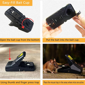 CACUTUSGO mouse trap bait area demonstrates safe, bait-friendly chamber.