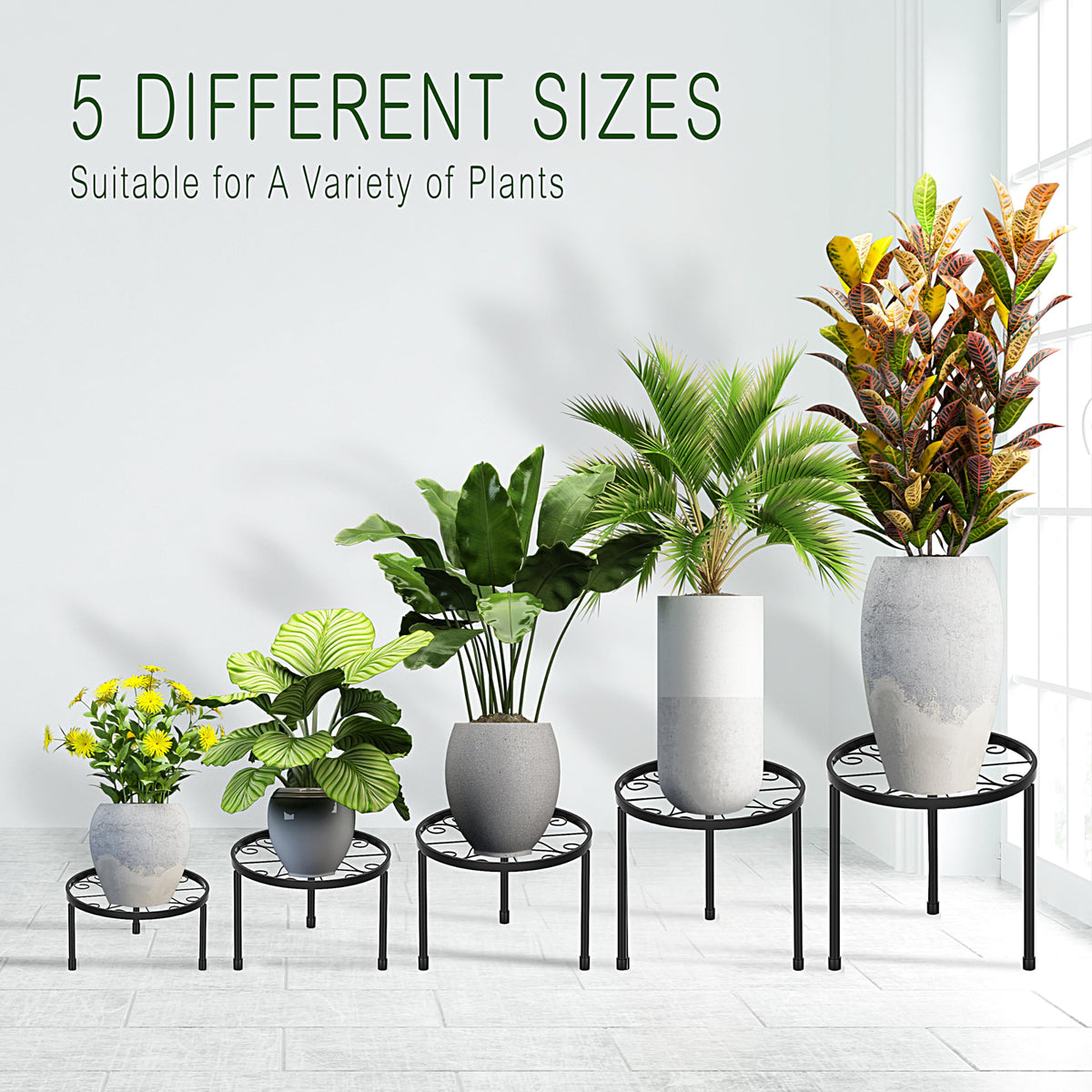 CADANI plant stand top guards prevent pots from slipping on shelves.
