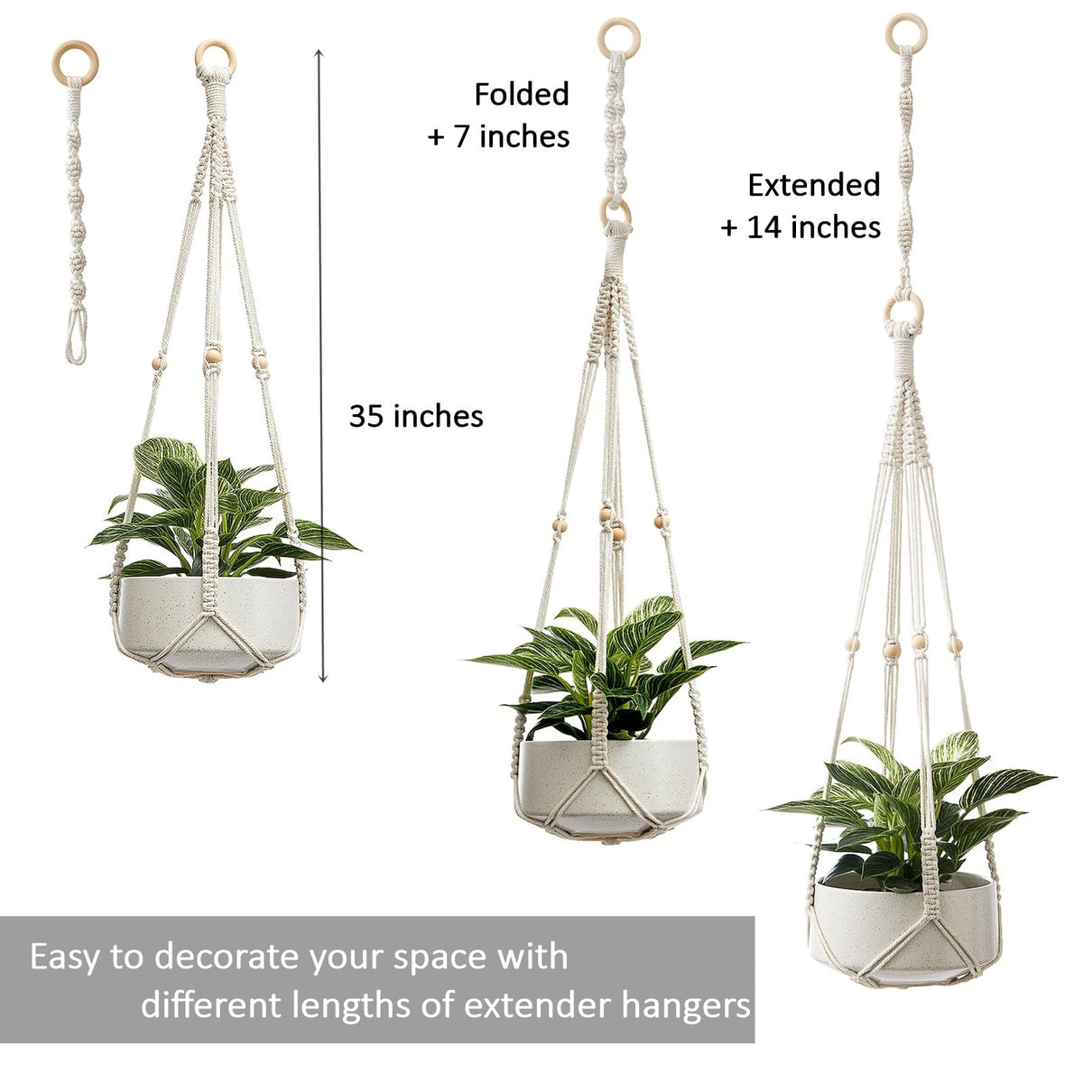 CADNLY ceiling-wall macrame hanger ideal for windows.
