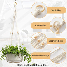 CADNLY crochet plant hanger with durable knot-based design.