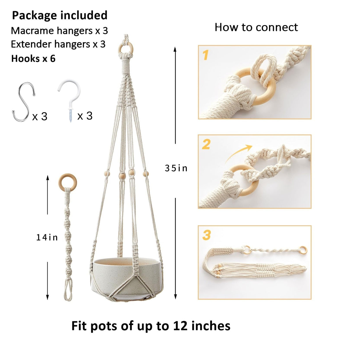 CADNLY indoor-outdoor macrame hanger for flexible placement.