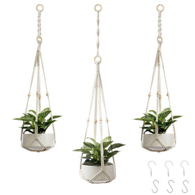 CADNLY white macrame plant hanger, 3-pack, ideal for stylish indoor display.